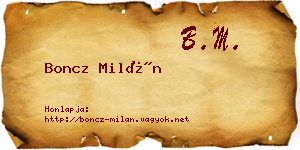 Boncz Milán névjegykártya